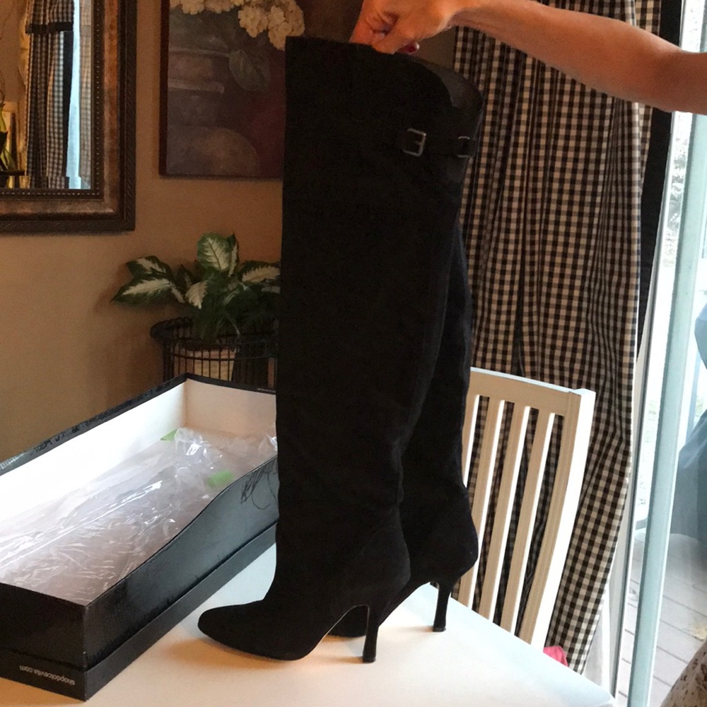 Super tall black suede heeled Dolce Vita boots